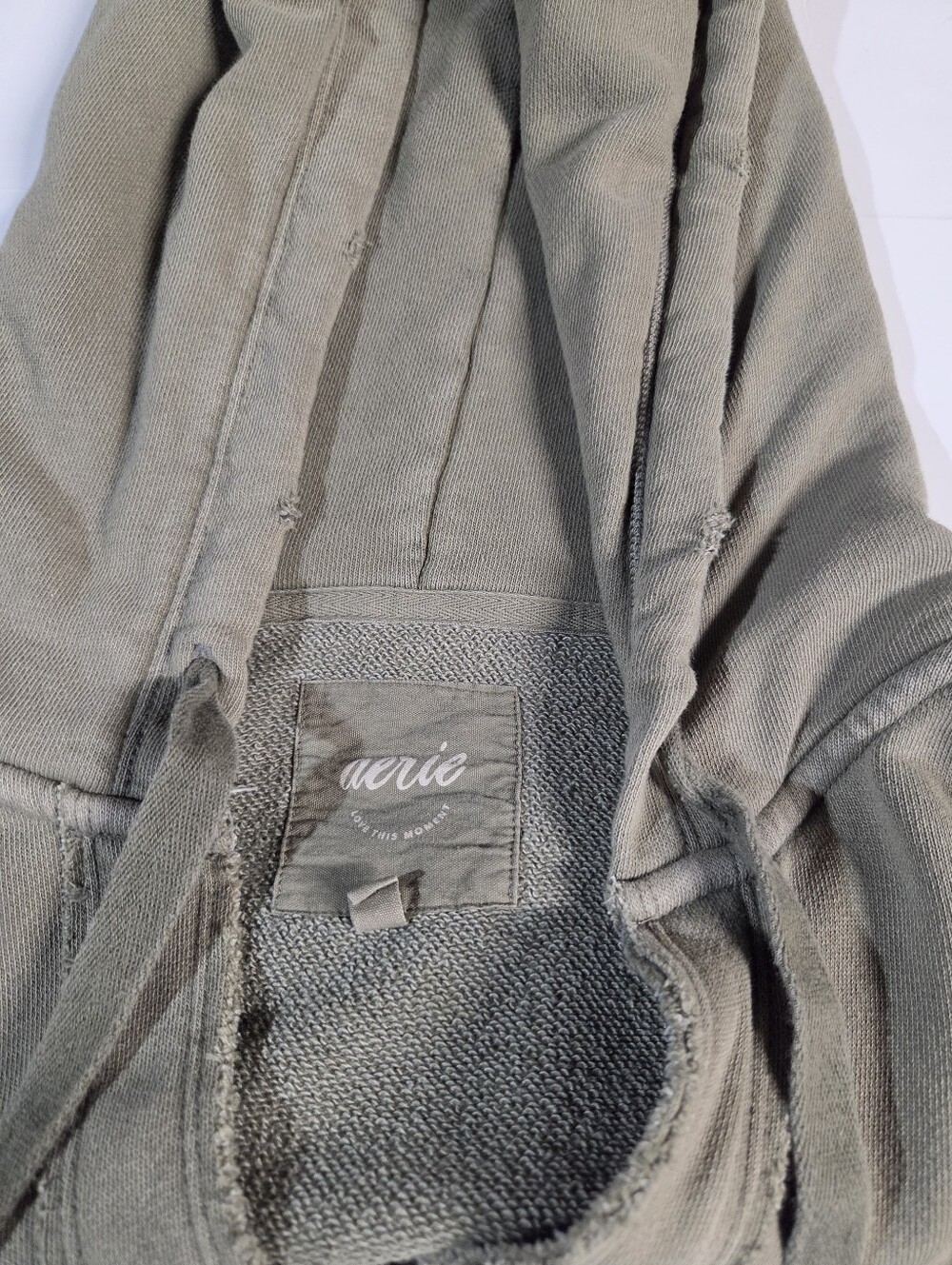 aerie Olive Green Distressed Hoodie - Picture 11 of 13